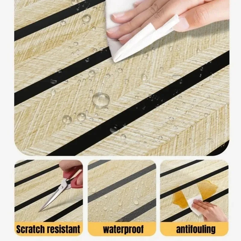 revêtement mural autocollant 3d grain bois moderne facile poser beige noir salon decoration