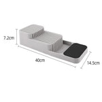 rangement couteaux gris bloc vertical moderne sans vis fixe six couteaux