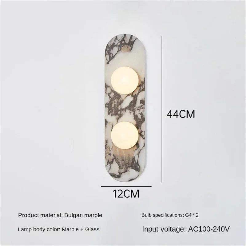 lampes murales modernes blanc marbré globes led étude chambre salon entree