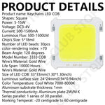 lumières led cob 5w 7000k 10000hanches 24x24mm 120degres camping portable