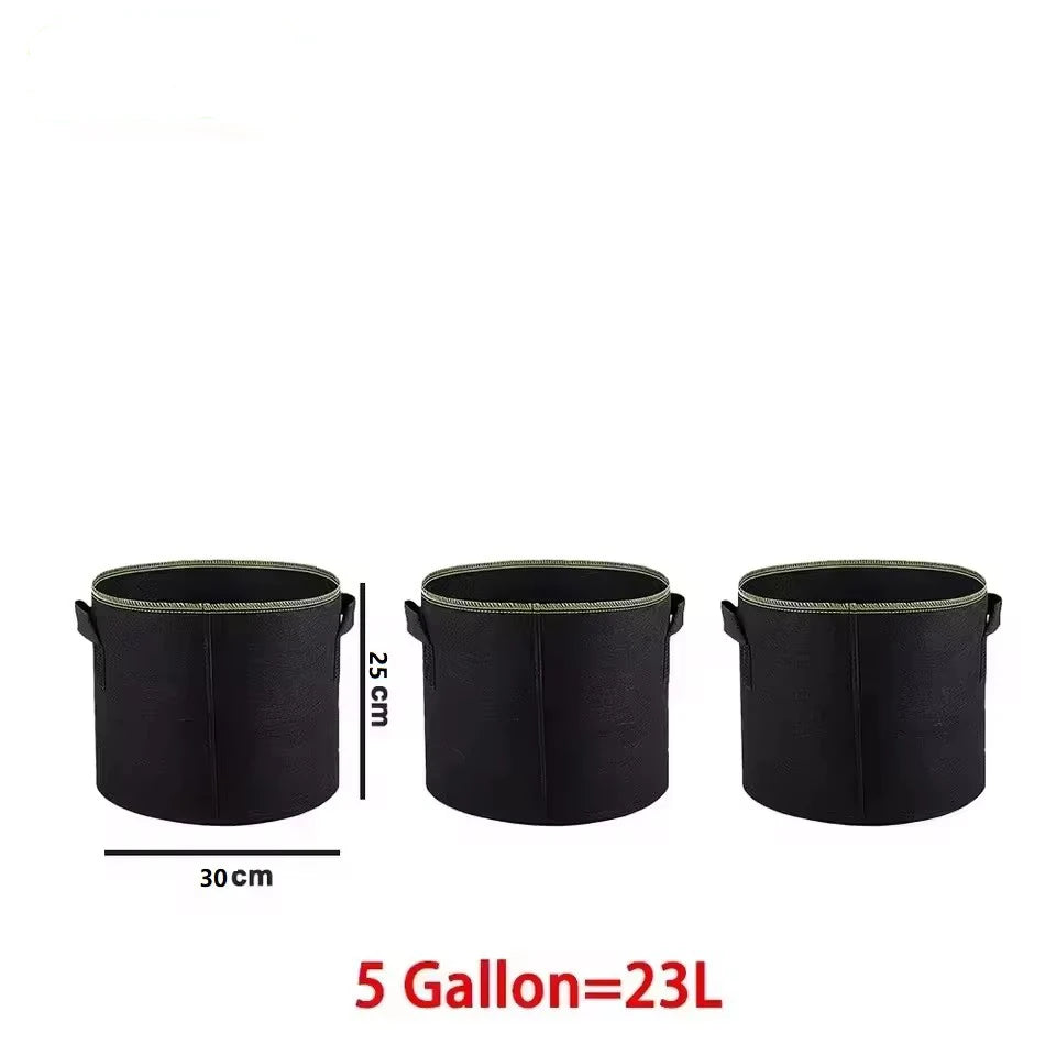pots fleurs tissu non tissé noir vert modernes poignées 10 gallons