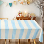 nappe rectangulaire rayée bleue moderne maison fêtes mariages extérieur polyester