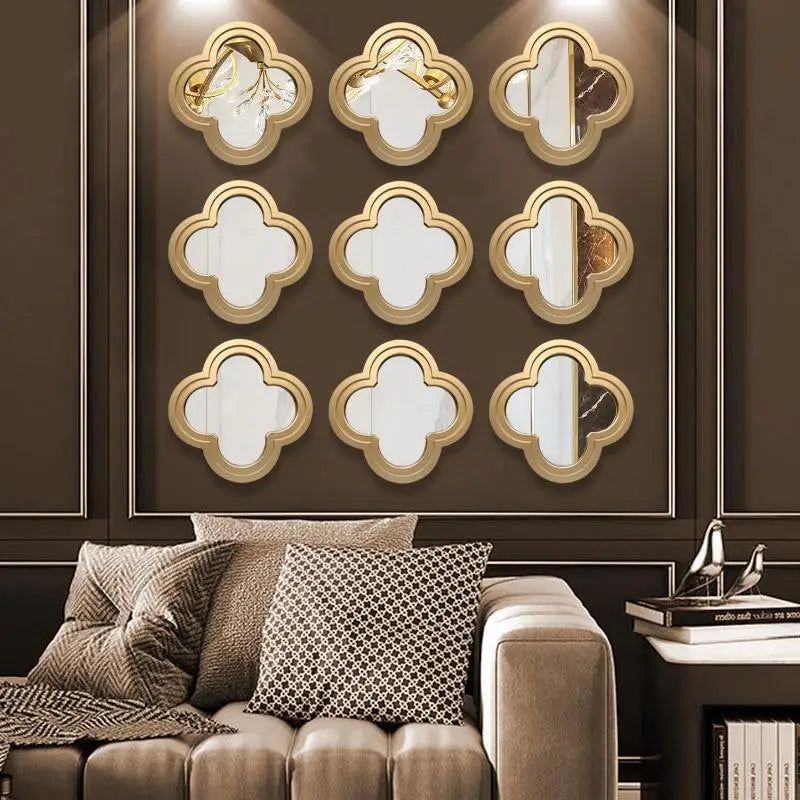miroir moderne doré quadrilobé fixation murale accessoire décoration intérieure chinese