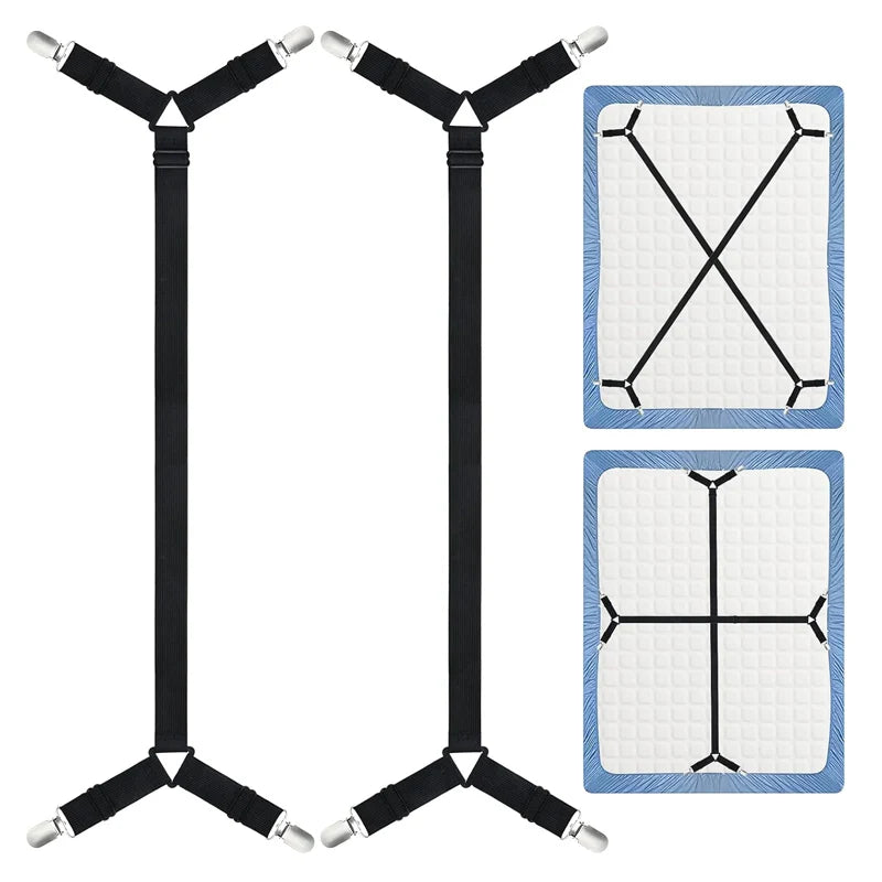 sangles élastiques ajustables clips métalliques maintien draps lit noir modernes 70cm 280cm