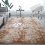 tapis moderne gris bleu rose beige peluche uni résistant décoloration sol