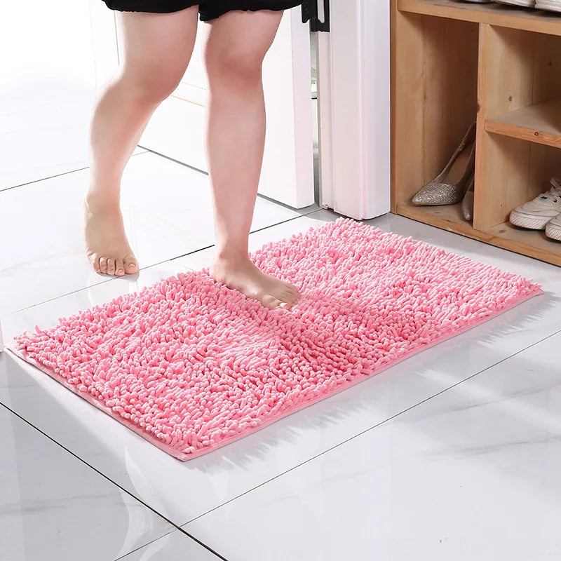 tapis bain moderne microfibres gris marron rose vert absorbant 50x80cm salle bain durable