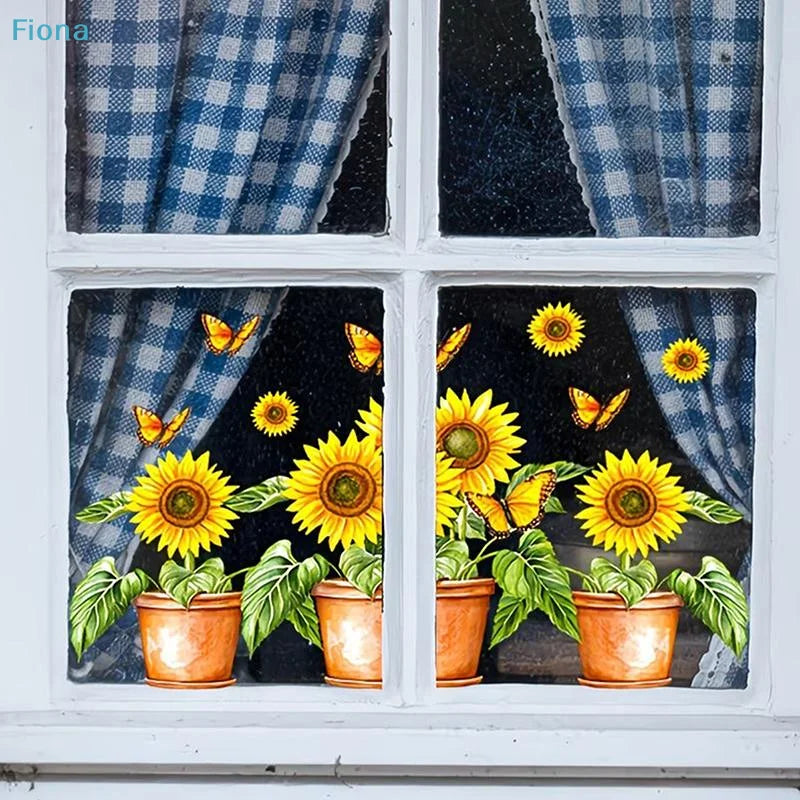 stickers muraux fleuris multicolores adhésifs art floral papillons lilas roses jaunes salon chambre deco