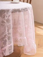 nappe table rose broderie florale semi transparente classique extérieur salon printemps réutilisable machine