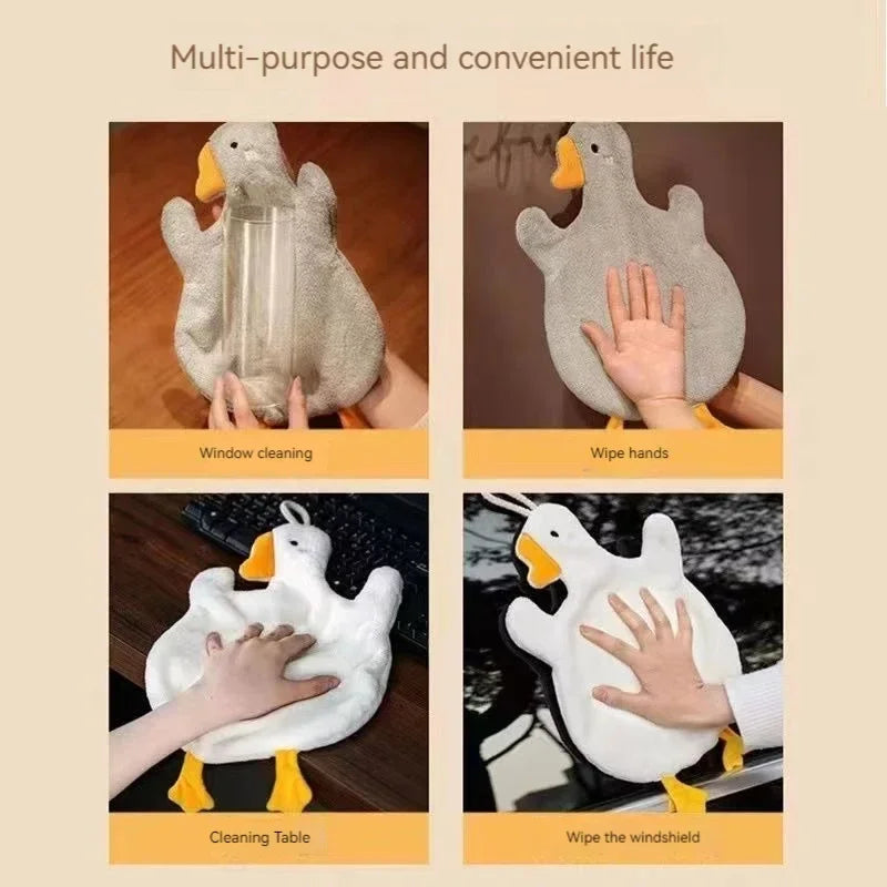 serviette main forme canard blanc gris poilu absorption cuisine salle bain