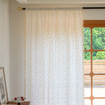 rideau boho chic fleurs blanc jaune translucide tassel coton vertical fenêtre