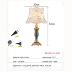 lampe table classique vintage abat jour tissu floral brodé couleur or bleu turquoise beige