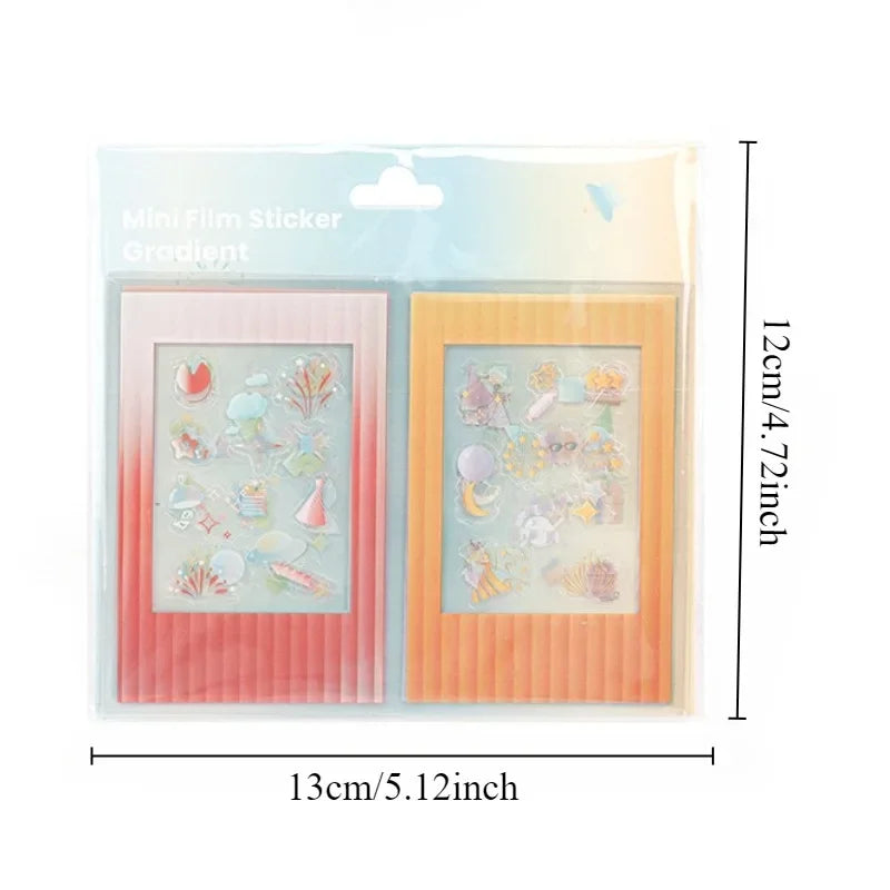 sticker photo polaroid kawaii gradient coloré motif adhésif transparent dégradé moderne kawaii mignon