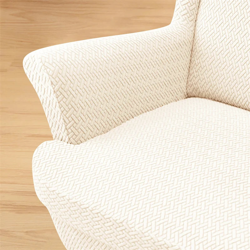 housses fauteuil classique rayures diagonales couleur beige clair polyester anti rayures anti piqûres couvrant