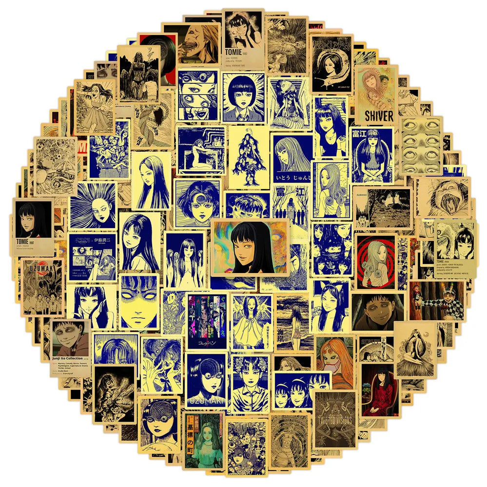 sticker illustration artistique adhésif bleu beige noir décoration téléphone carnet journal ornement papier synthétique