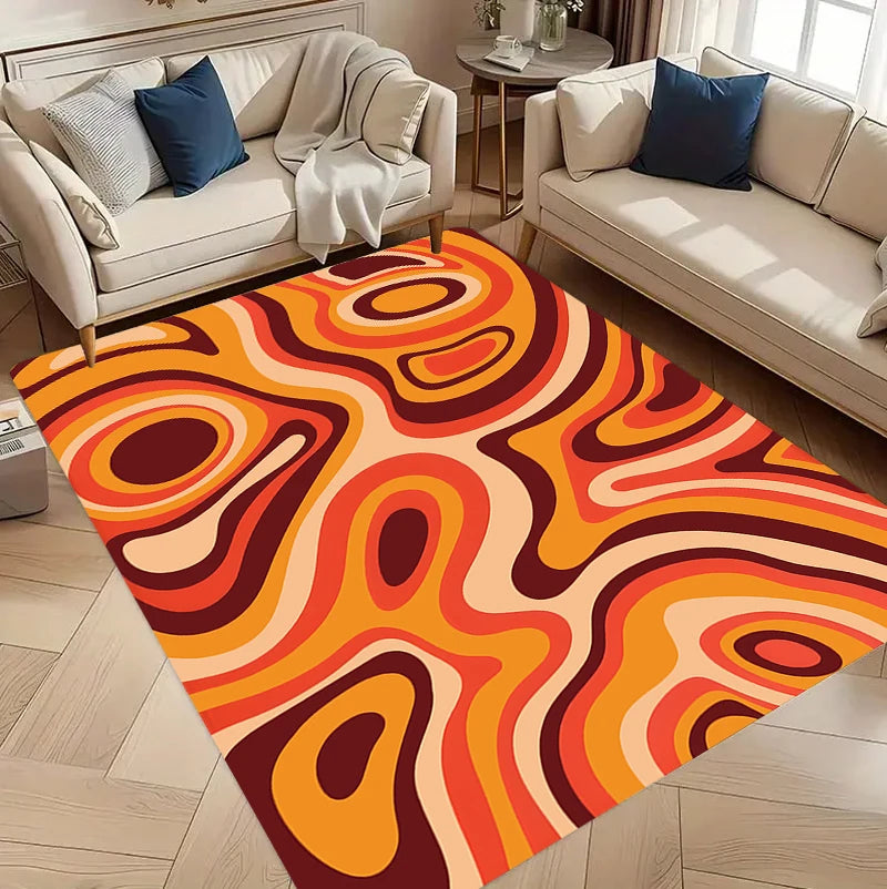 tapis géométrique orange moderne salon chambre décoration extérieur 30x50cm 40x60cm 50x80cm