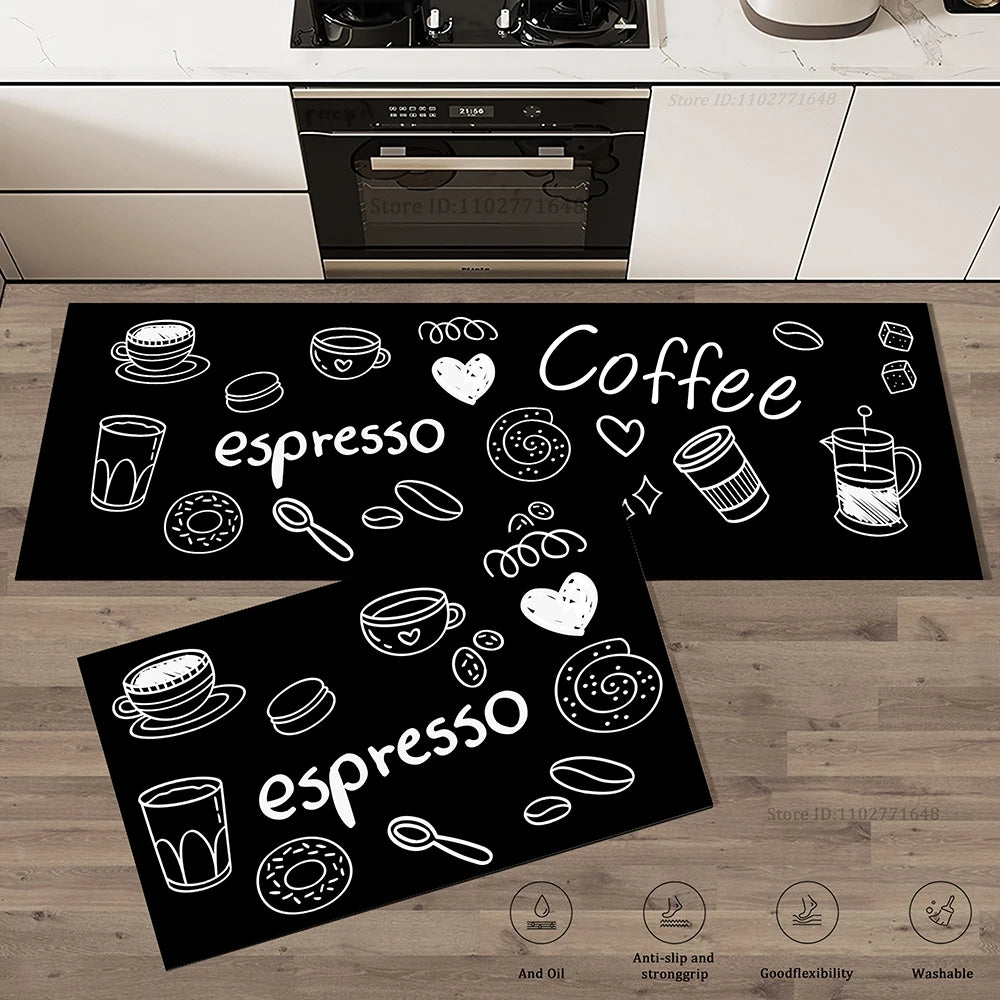 tapis cuisine noir motifs graphiques anti dérapant moderne 40x60cm 50x80cm