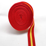 ruban polyester largeur 1.5cm 2cm rayures horizontales rouge jaune double face decoration artisanale sac