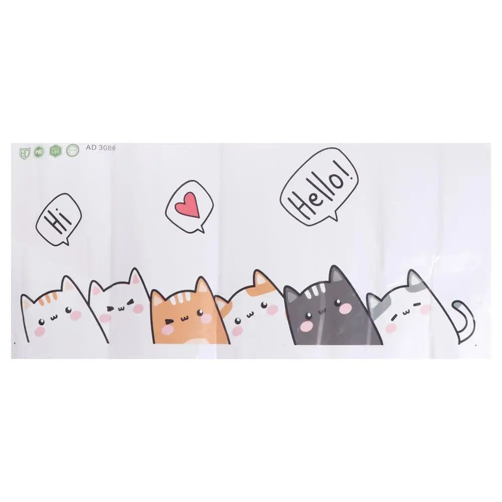 sticker mural cartoon chats mignons bulles dialogue blanc gris orange