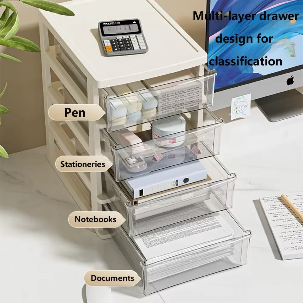 organiseur rangement transparent noir blanc tiroirs empilables boîtes bacs fournitures cosmétiques modernes minimalistes