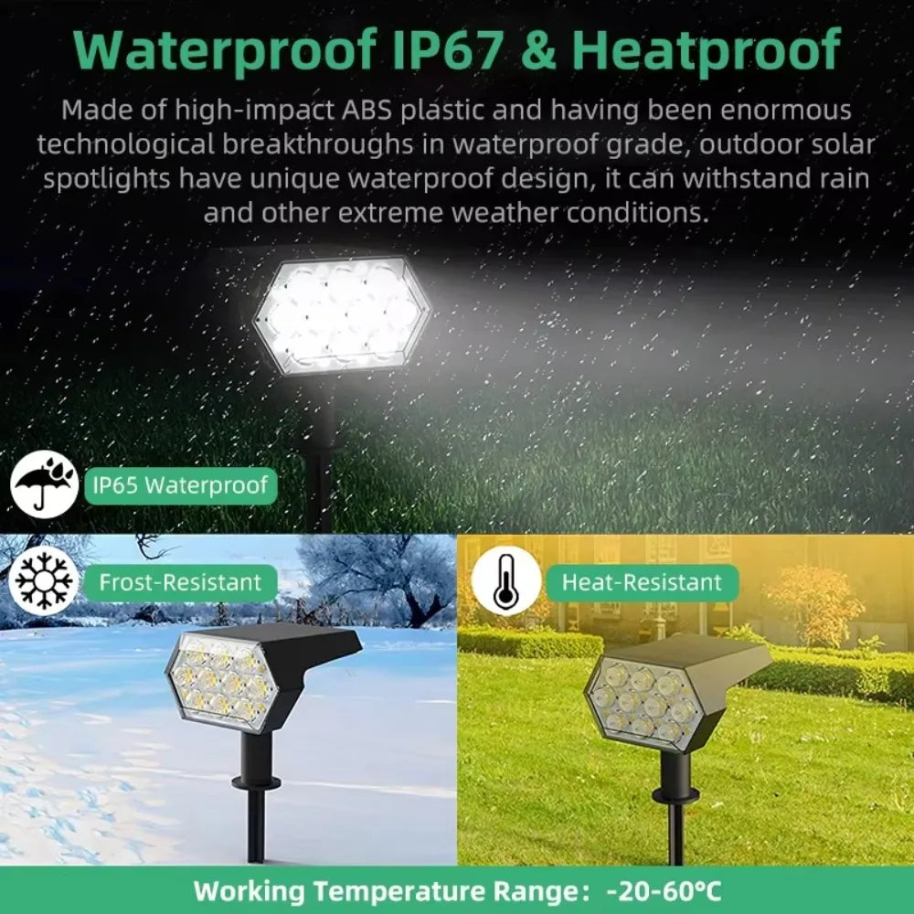 spots solaires led rechargeables ip67 moderne noirs hexagonaux autoinstallationextérieur 810h