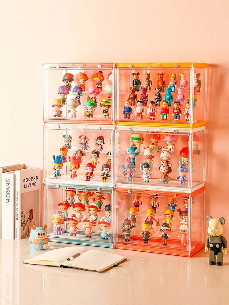 boîte rangement transparente moderne multicolore figurines action réutilisable diverse accessoires costumes trưng bày
