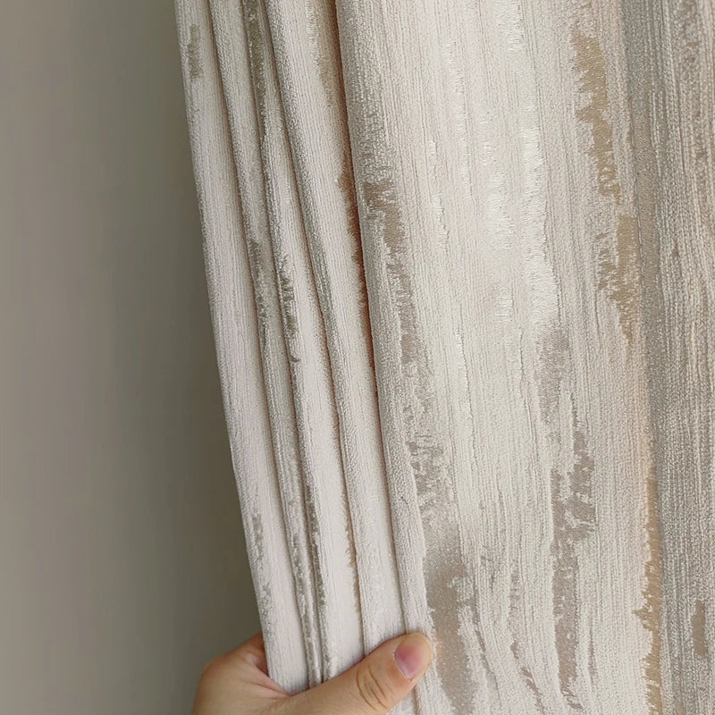 rideau beige clair rayures fines classique blanches opaques maison polyester personnalisable