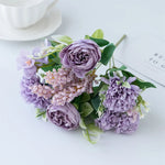 décoration mariage bouquet fleurs artificielles pivoine roses dahlia orchidées feuillage verteextérieur chambre table scrapbooking
