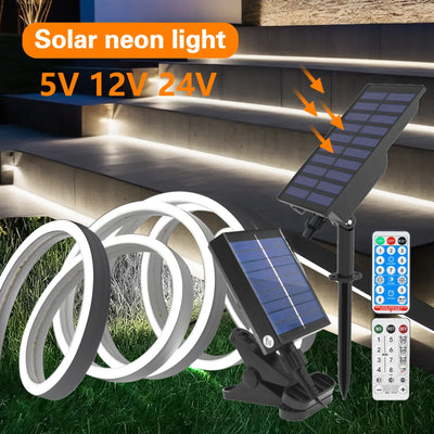 Bande LED solaire extérieure étanche blanc chaud jardin