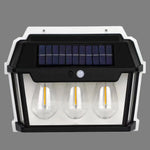 lampes solaires murales extérieures détecteur mouvement ip65 rustique industriel led ambrée