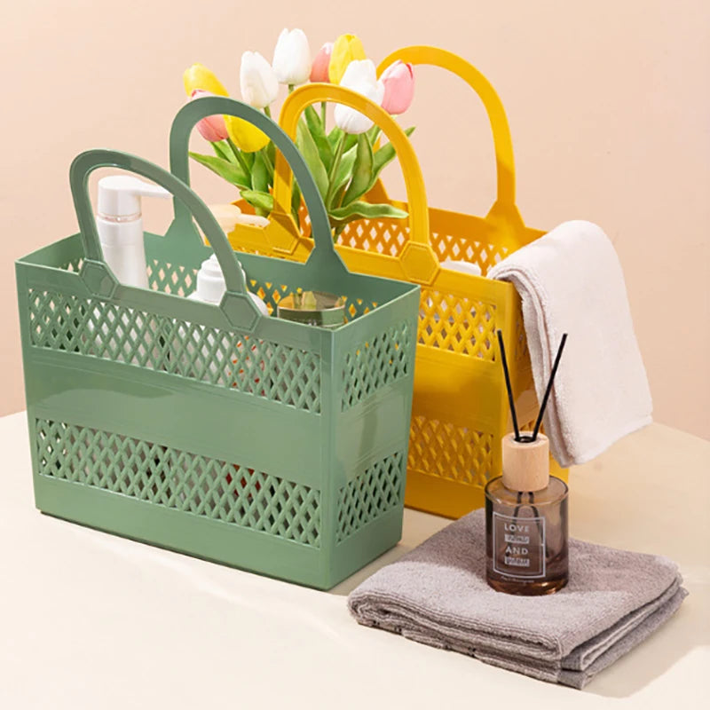 panier rangement vert jaune beige mailles losanges moderne utilitaire serviettes tulipes diffuseur arômes flacons