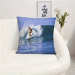 coussin personnalisable photo surf moderne bleu 45x45cm polyester fixations chambre lit