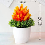 plantes artificielles bonsaï rouge vert rose fleurs simples feuilles fines pot gravier décoration extérieur
