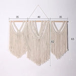 tapisserie macramé bohème franges géométriques beige clair mur décoration artisanal coton lavage main
