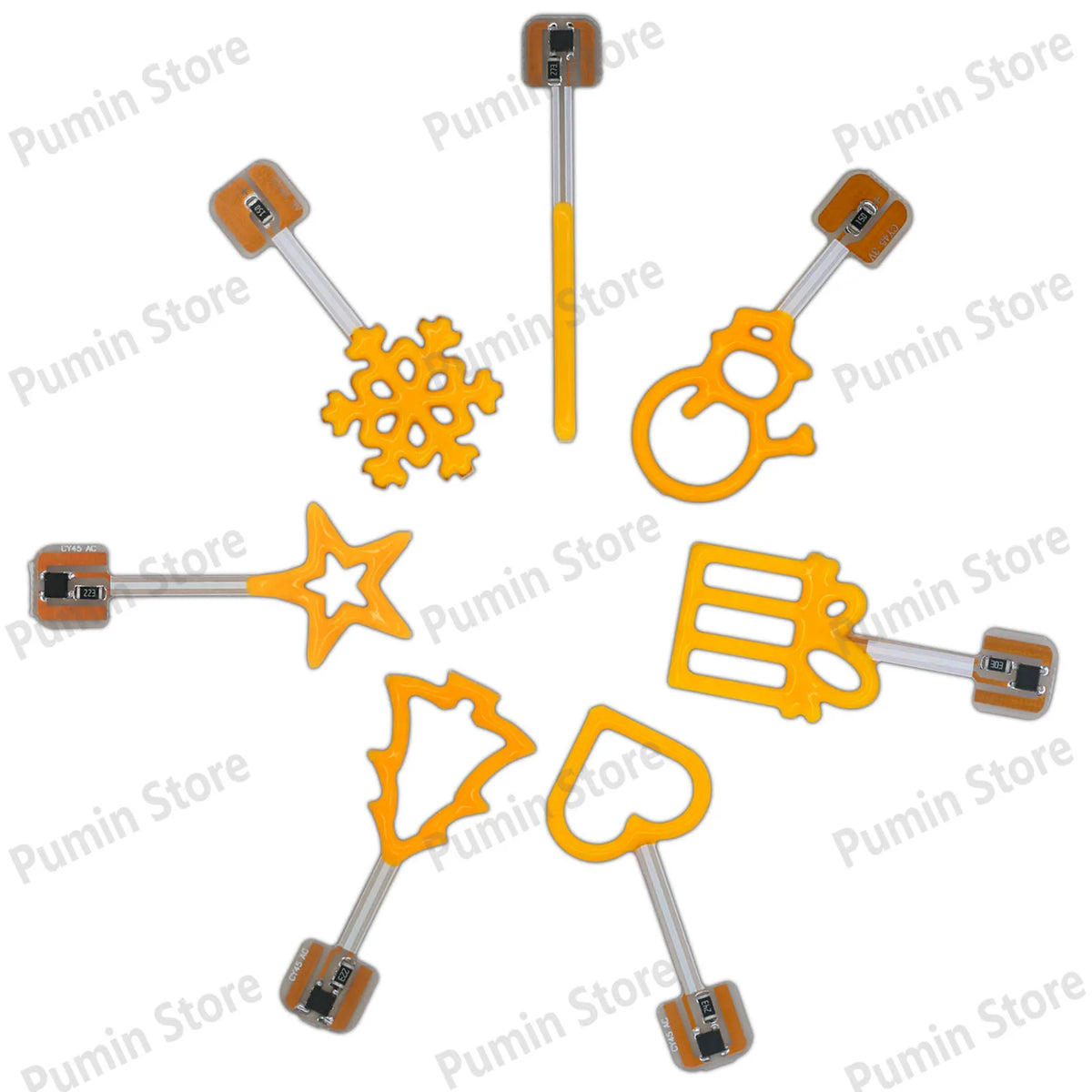 clé lumineuse led cœur étoile sapin cadeau moderne orange adhésif puce led motifs géométriques
