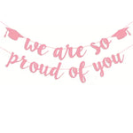 guirlande décorative graduation rose pailleté or pailleté lettres calligraphiées chapeaux diplômés paillettes apparentes festivité