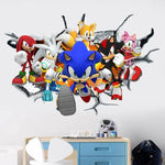 autocollant mural 3d sonic hérisson amis stickers deco chambre enfant pvc bleu