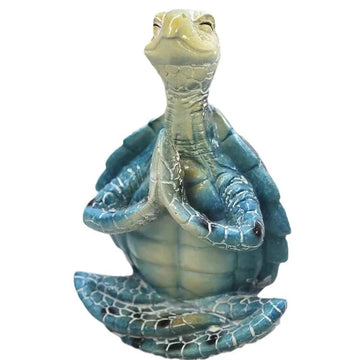 statue tortue méditative yoga vert turquoise zen décoration artificielle crème marron foncé