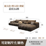 canapé moderne marron clair velours forme 300cm salon bois minimaliste coussins cœur
