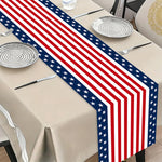 table runner polyester rouge blanc bleu motifs rayés étoiles drapeau américain anniversaire fête indépendance
