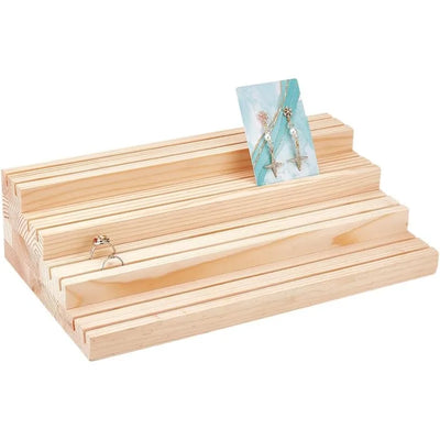 Présentoir de bijoux en bois à 4 niveaux avec rainures pour boucles d'oreilles