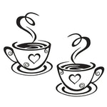 autocollant mural moderne tasse coeur fumée stylisée noir minimaliste adhésif