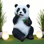 statues panda peluche lumineuses extérieures étanches noir blanc feuilles bambou moderne