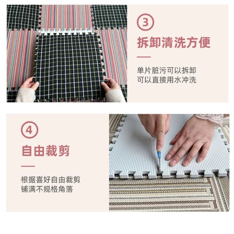 tapis sol modulable multicolore rayures modernes clips fixations extérieur salon chambre