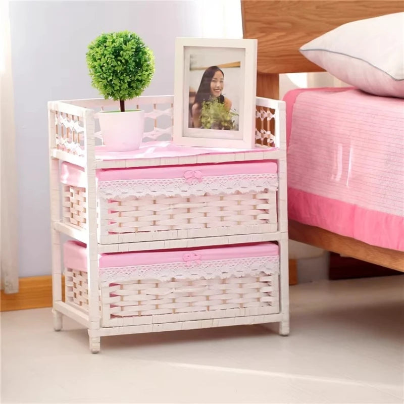 meuble tiroirs rustique tissu imprimé floral naturel blanc vintage respectueux environnement multifonctionnels