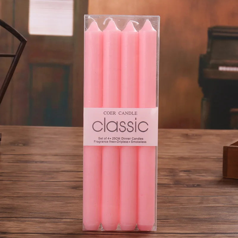 bougies unicolores classiques opaques vert clair rose blanc jaune violet bleu pack bougies générales