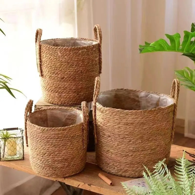 panier tressé rotin grande taille décoration intérieure naturelle plante pot fleur rustic ambiance chaleureuseintérieur