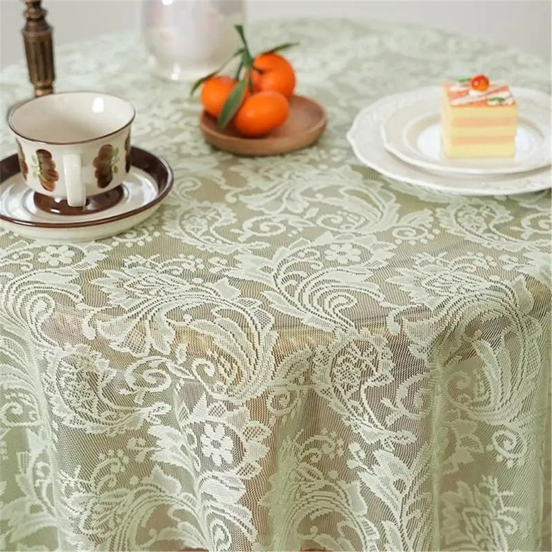 nappe table verte claire floral ajouré classique réutilisable hiver noël été