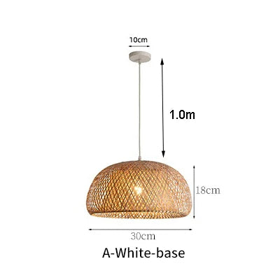suspension lumineuse bambou tissé naturel moderne rustique 36cm 26cm 30cm echangible e27