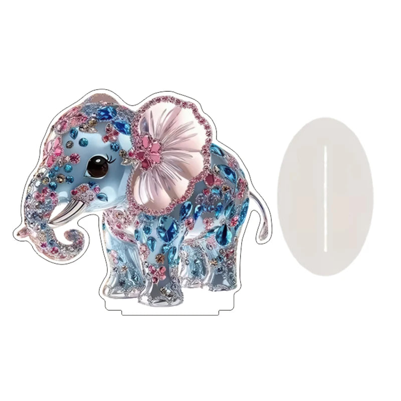 figurines decoratives animaux elements religieux luxueux base transparente effet scintillant motifs floraux