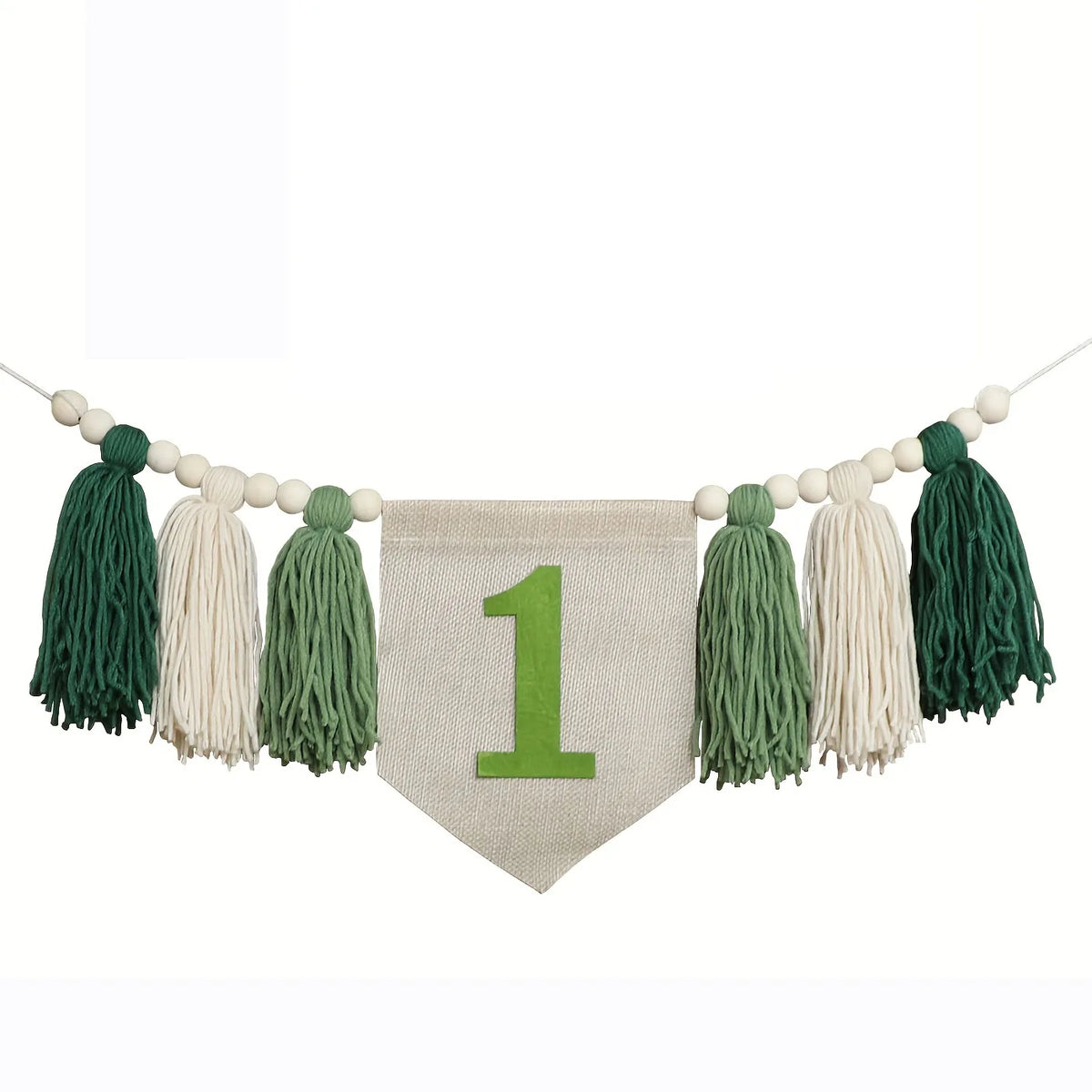 guirlande festivite couronne numerale deco chambre enfant motif pompon boho couleur neutre festive